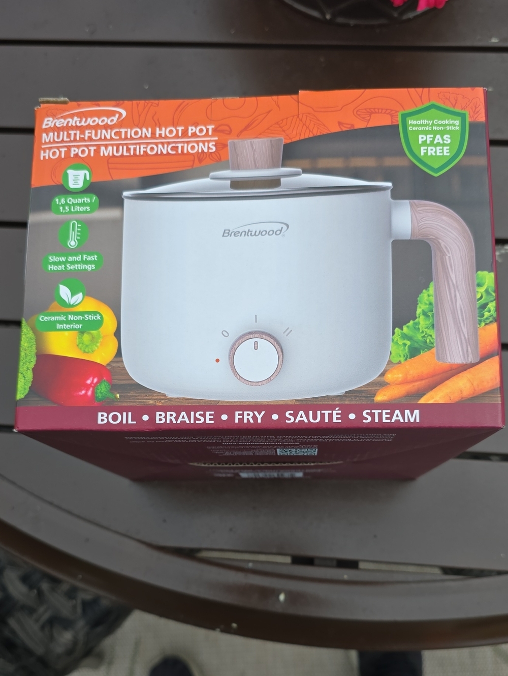 White Multi-Function Hot Pot with Pink Handle